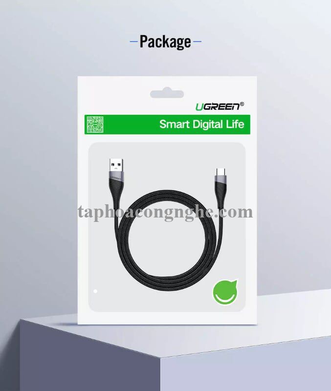 Ugreen 50872 0.5M màu Xám Cáp sạc truyền dữ liệu USB 2.0 sang MICRO USB đầu mạ thiếc ED017 30050872